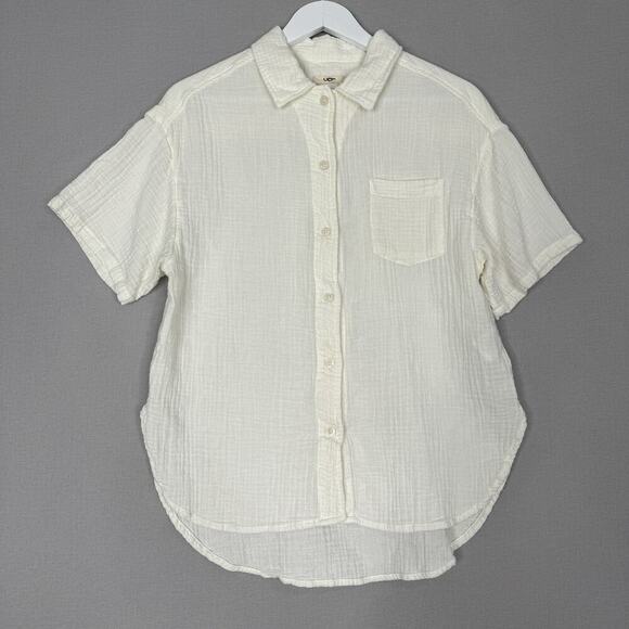 UGG Tops - Ugg Womens Top M White 100% Cotton Embrook Shirt Gauze Relaxed Beachy Lounge